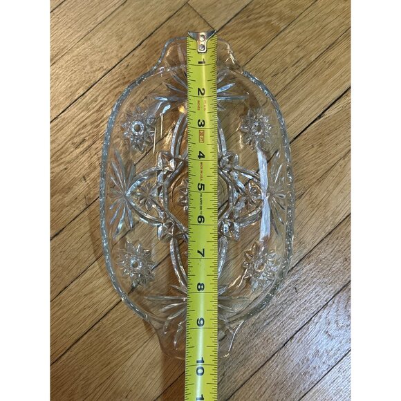 VTG Anchor Hocking EAPC Star oDavid Divided Relish Dish Clear Pressed Glass 10" - Picture 4 of 4